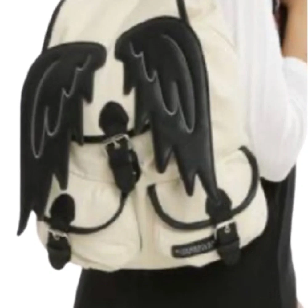 Supernatural Womens Castiel Wings Slouch Backpack Hot Topic Cream Black Angel